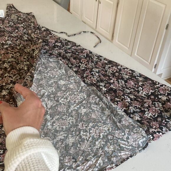 MNG Mango Black Floral Sleeveless Maxi Wrap Dress Dark Romantic European Size 4 - Picture 6 of 10